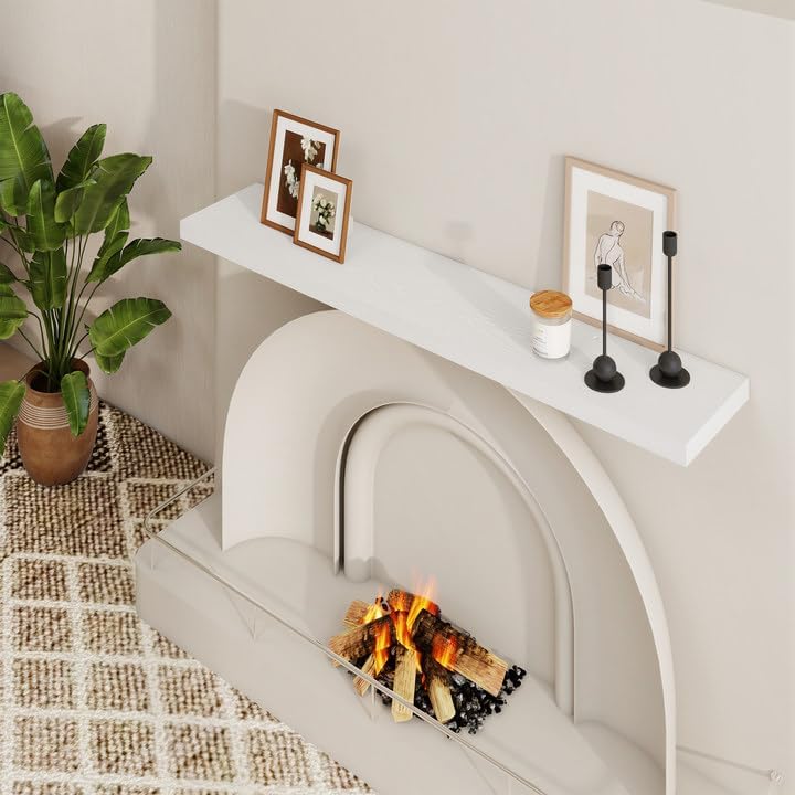 48 inch Floating Shelves for Wall Large Wall Mounted Shelves with Invisible Brackets, White Long