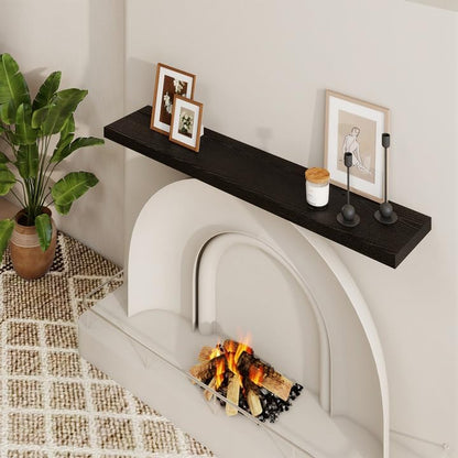 48 inch Floating Shelves for Wall Large Wall Mounted Shelves with Invisible Brackets, Black Long