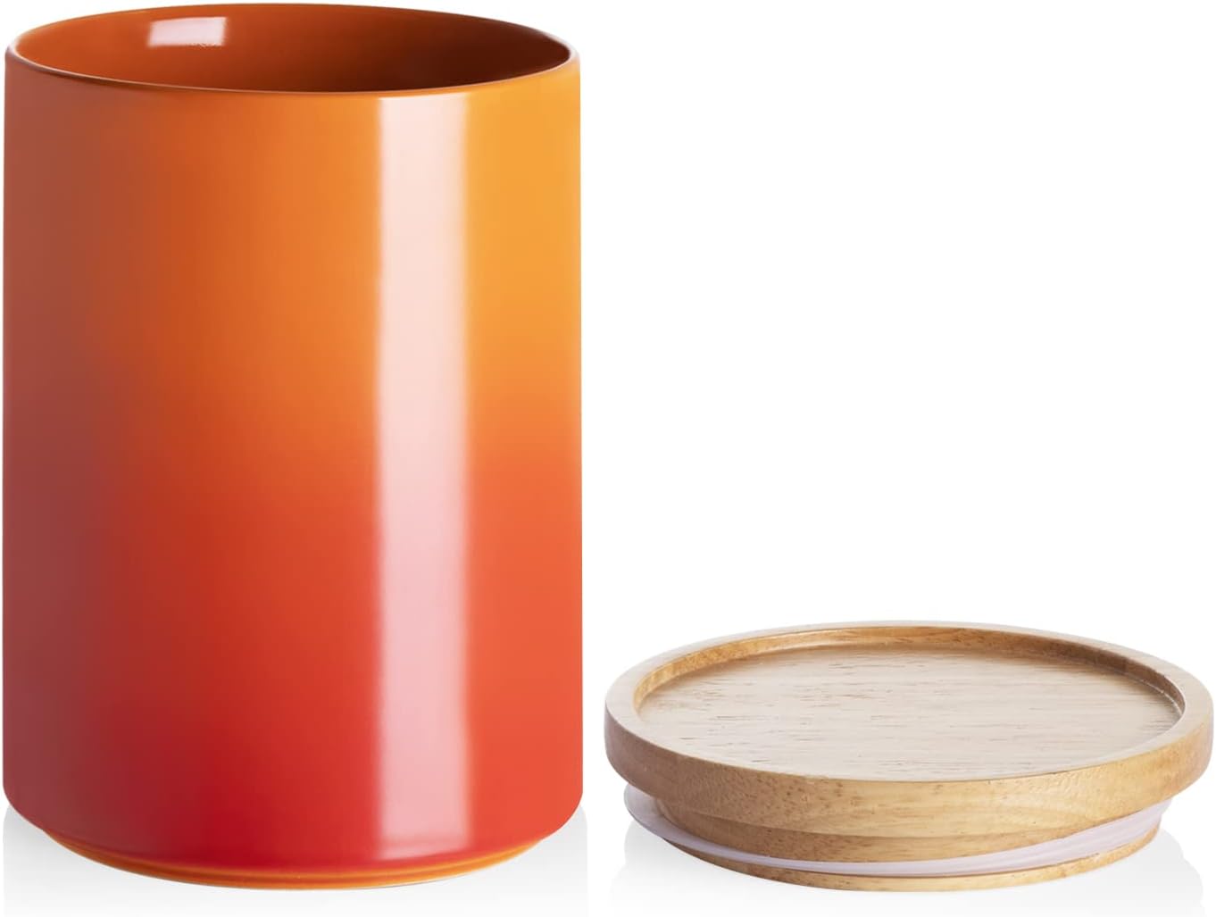 Sweejar Ceramic Food Storage Jar, Stackable Kitchen Canisters, Containers with Airtight Seal Wooden