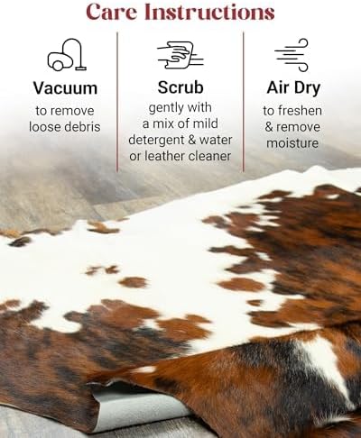 Tricolor Cowhide Rug Classic Brown, Black and White Color Mix, Natural Leather Hide, Area Rug