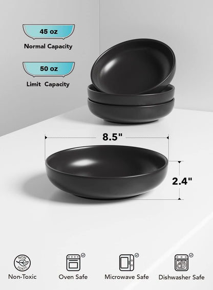 LE TAUCI Pasta Bowls 45 oz, Salad Bowls Set for Serving Soup, Pasta, Noodle, Dinner, Large Kitchen