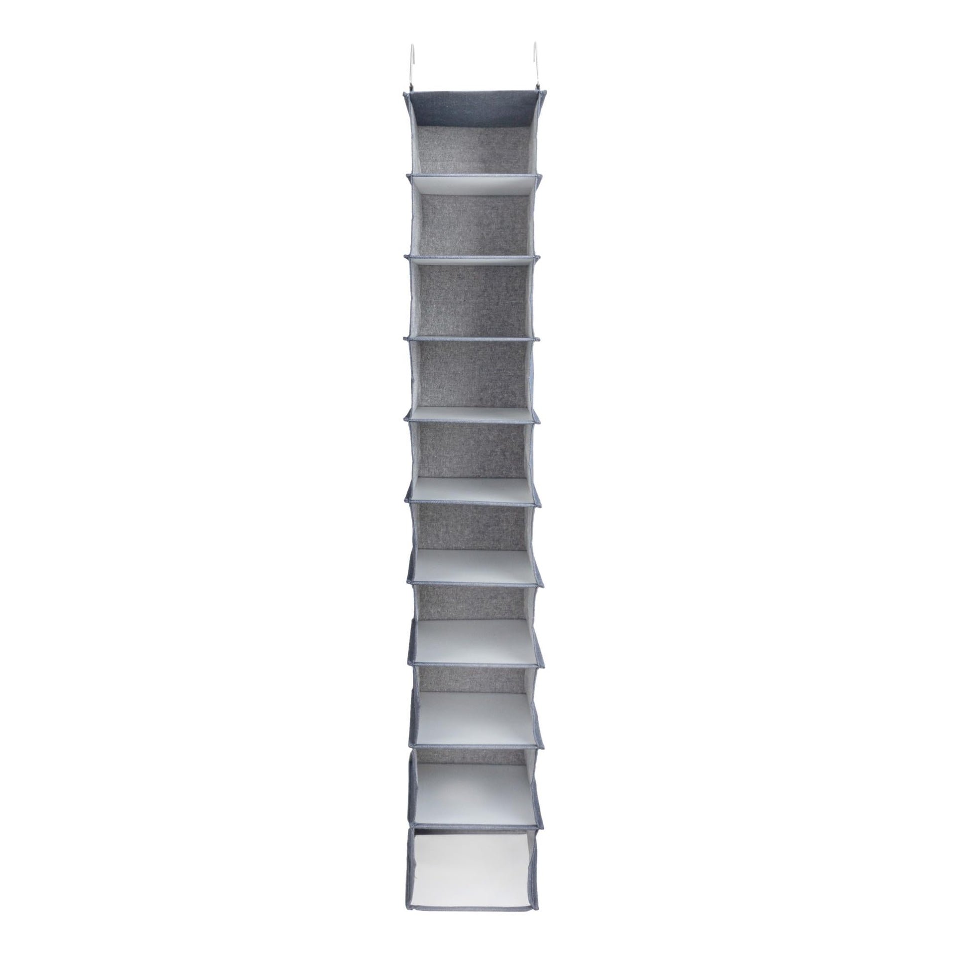 Household Essentials Hanging Narrow Cotton Blend and Plastic Closet Organizer with 10 Storage