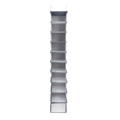 Household Essentials Hanging Narrow Cotton Blend and Plastic Closet Organizer with 10 Storage