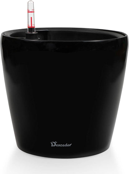 Dexceder 9x8 Inches High Gloss Self Watering Planter Indoor Outdoor, Inner Pot Design, Thickened
