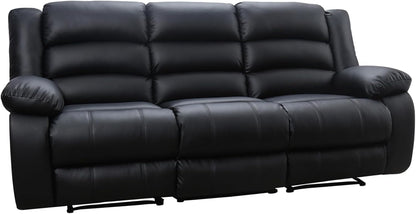 EBELLO Faux Leather Manual Reclining Sofa with 2 Concealed Cup Holders, Overstuffed Armrest 3 Seat