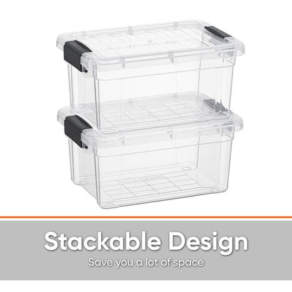 Superio Clear Storage Boxes with Lids, 3.4 Quart Plastic Container Bins for Organizing, Stackable