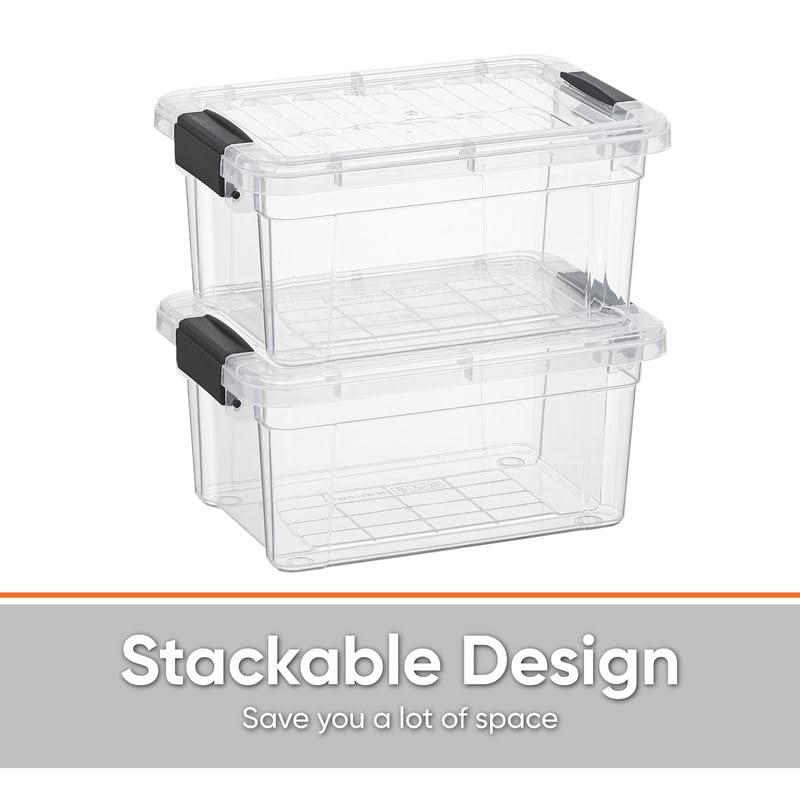 Superio Clear Storage Boxes with Lids, 3.5 Quart Plastic Container Bins for Organizing, Stackable