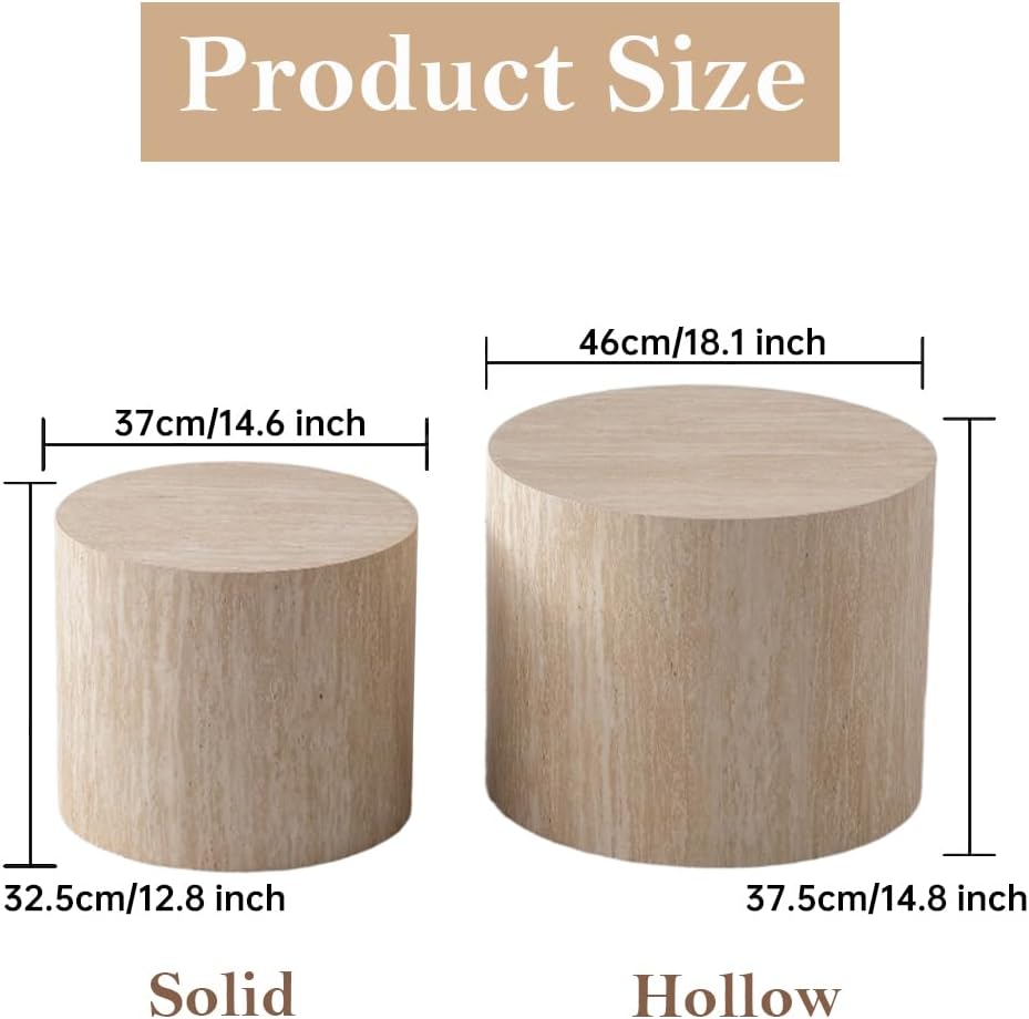Round Nesting Coffee Table Set of 2 Modern Small Round Coffee Table Travertine Side Table Small End