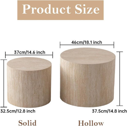 Round Nesting Coffee Table Set of 2 Modern Small Round Coffee Table Travertine Side Table Small End
