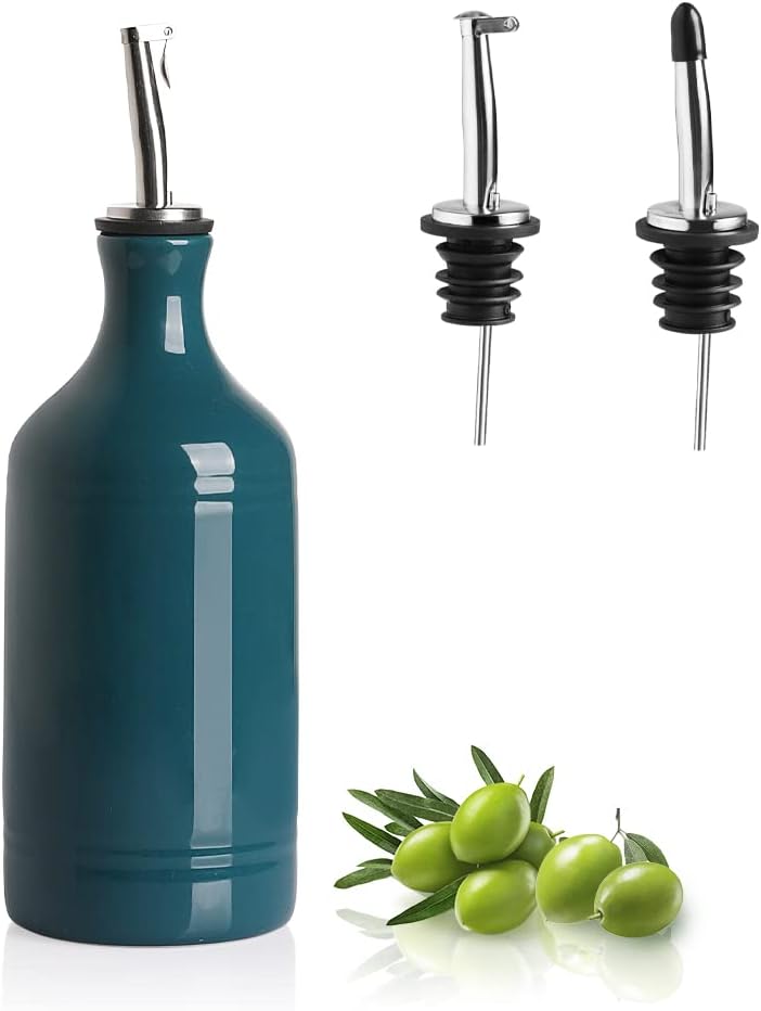 Sweejar Ceramic Olive Oil Dispenser Bottle, Opaque Oil Cruet Protects Oil to Reduce Oxidation