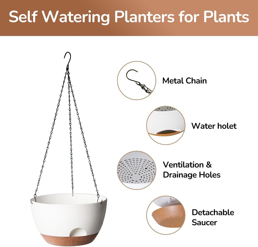 12 Inch Hanging Baskets for Plants Outdoor, Hanging Planters for Indoor Outdoor Plants, Hanging