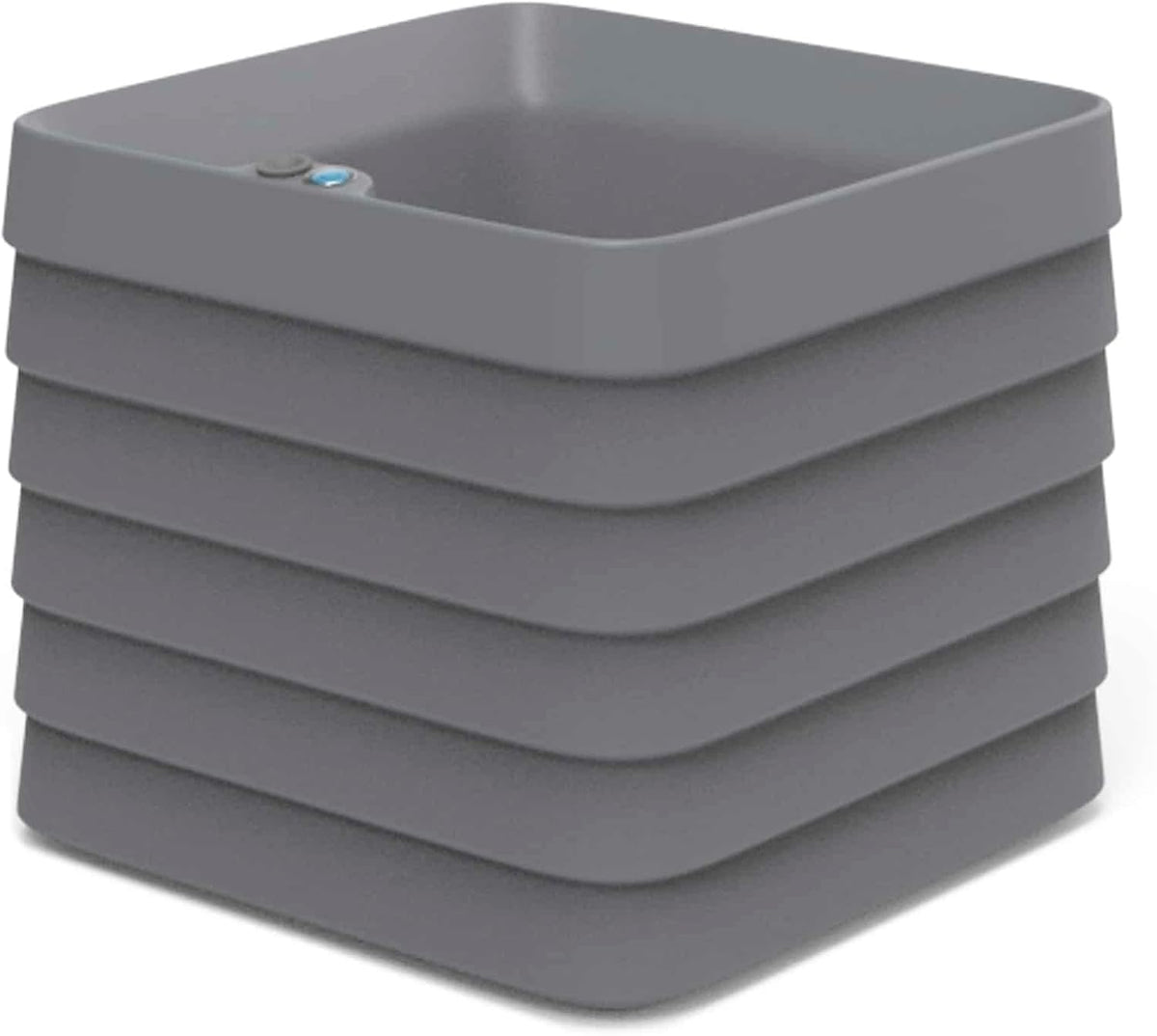 Crescent Garden TruDrop Self Watering Slat Square Box Planter - Indoor Outdoor Planter Box with