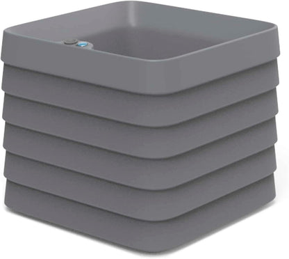 Crescent Garden TruDrop Self Watering Slat Square Box Planter - Indoor Outdoor Planter Box with