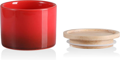 Sweejar Kitchen Canisters Ceramic Food Storage Jar, Stackable Containers with Airtight Seal Wooden