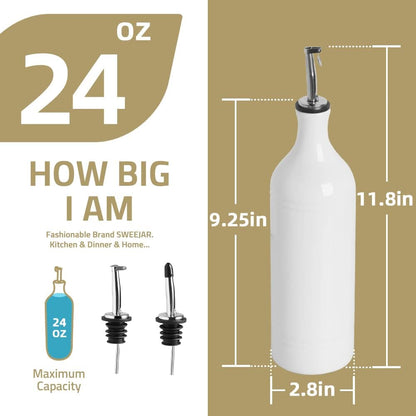 Sweejar Large Ceramic Olive Oil Dispenser Bottle, Opaque Oil Cruet Protects Oil to Reduce