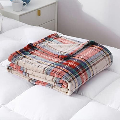 MERRYLIFE Tartan Plaid Print Throw Blanket Decorative Fleece Throw | Ultra-Plush Colorful | Couch