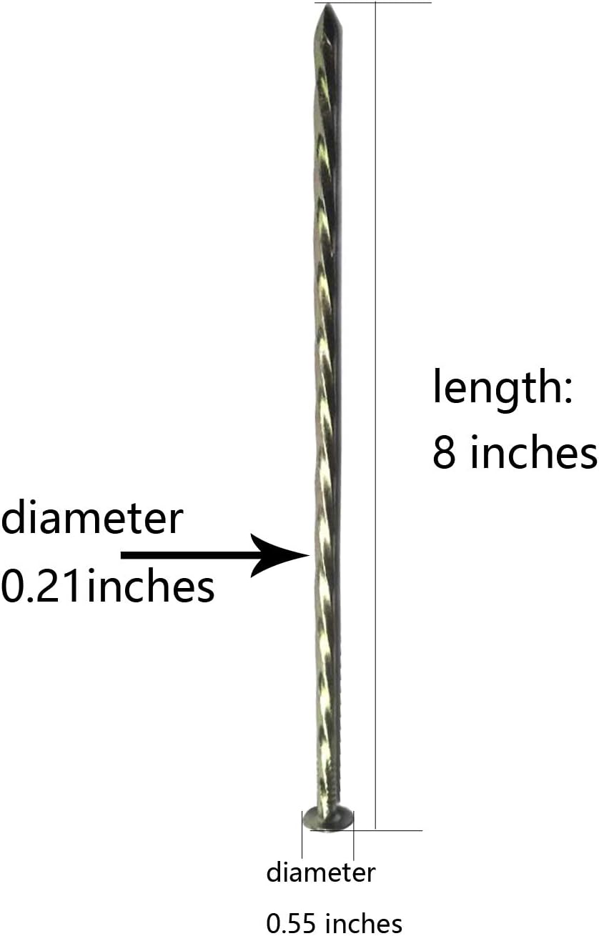 Camping Stakes Tent Pegs 9 Pack 8" Galvanized Non-Rust Metal Edging Spike, Garden Spiral Landscape