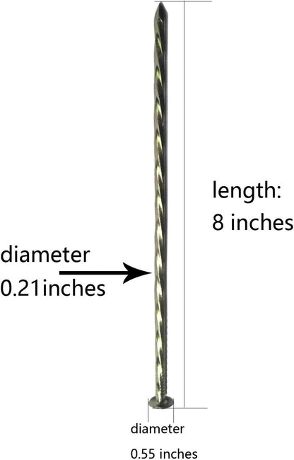 Camping Stakes Tent Pegs 9 Pack 8" Galvanized Non-Rust Metal Edging Spike, Garden Spiral Landscape