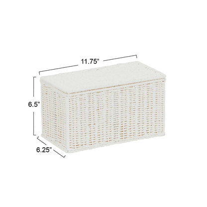 Household Essentials Small Wicker Basket with Lid, Multipurpose Storage Basket for Bathrooms