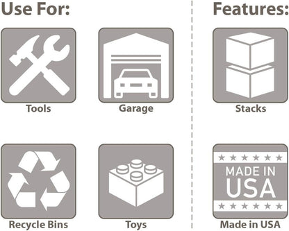 Akro-Mils 13017 Stak-N-Store Stackable Storage Bins, Heavy Duty Garage Storage Containers, Open