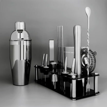 14-Piece Cocktail Shaker Set Bartender Kit with Black Stand, Bar Tool Set for Drink Mixing
