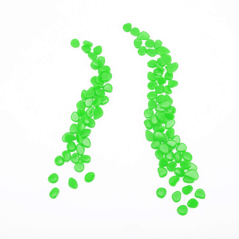 Glow Pebbles Green, 300 pcs Green Glowing Rocks for Outdoor Decor, Garden Lawn Yard, Aquarium