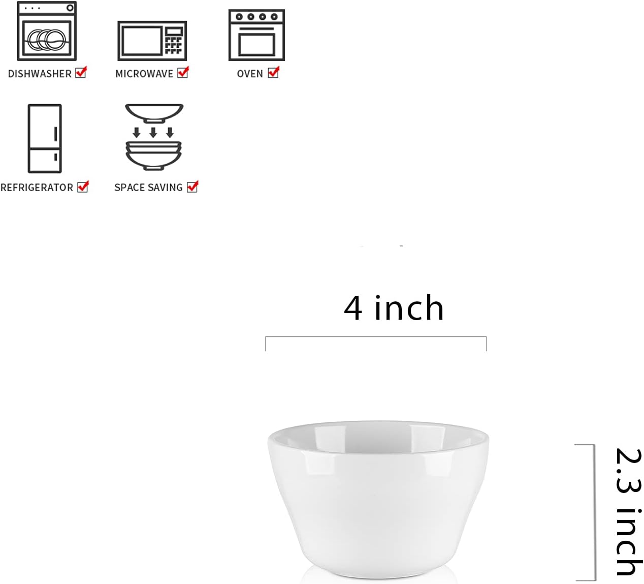 Selamica Ceramic Small Bowls Dessert Bowls 8oz Bouillon Cups for Dessert Soup Dipping Sauce Coffee