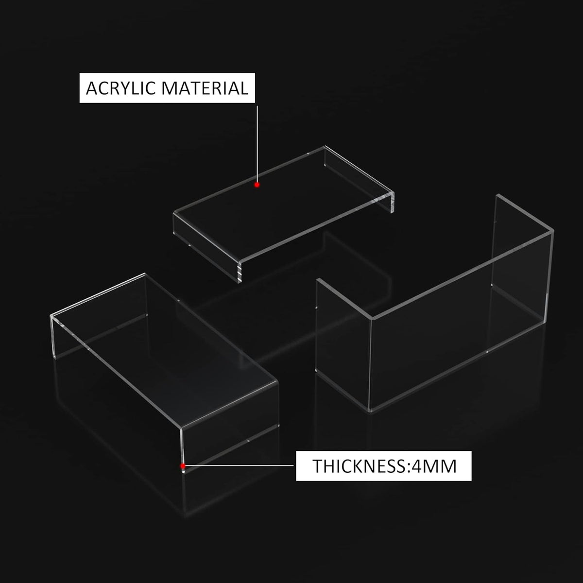 Acrylic Risers Display Stands 3pcs, Rectangular Dessert Table Display Set, Clear Display Shelf for