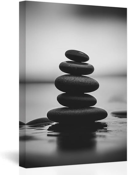 DOARTDO Zen Canvas Wall Art Black and White Zen Stone Picture Print Meditation Relax Spirit Spa