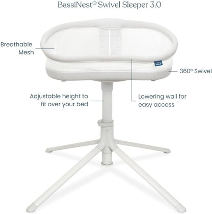 HALO BassiNest Swivel Sleeper 3.0 – Over-Bed Baby Bassinet with 360 Rotation, Adjustable Height