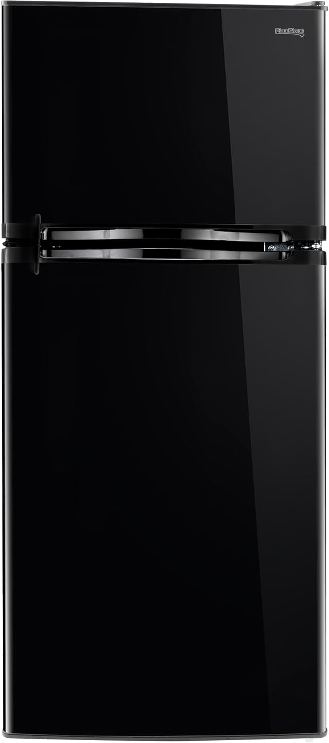 RecPro 10 Cu Ft 12V RV Refrigerator | Black Frost-Free Fridge with Freezer | Double Door