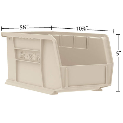 Akro-Mils 30230 AkroBins Plastic Storage Bins, 11"x5"x5", Stone, 12-Pack