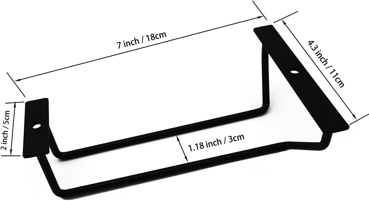 7 Inch Black Wine Glass Rack, Under Cabinet Wine Glass Holder, Wine Glass Hangers Under Shelf