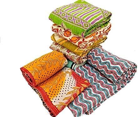 Wholesale Mix lot Tribal Kantha Quilts Reversible Vintage Cotton Bedspread Sari Throw Old Assorted