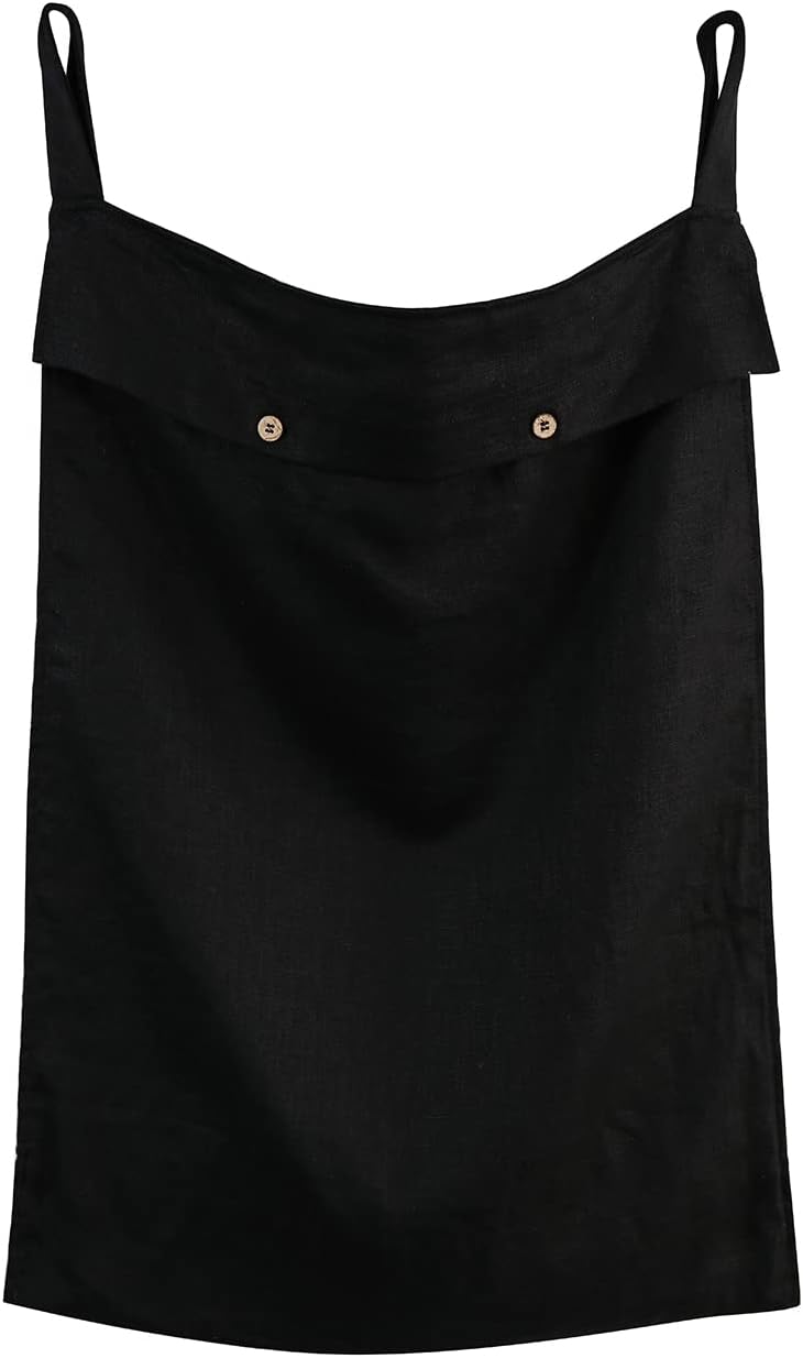 Linen Hanging Laundry Bag, 100% Linen Over The Door Laundry Hamper with Buttons and Zipper, Space