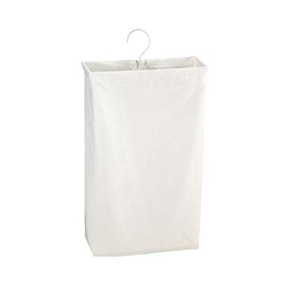 Household Essentials 148 Hanging Cotton Canvas Laundry Hamper Bag | White, 6" x 16" x 27" (Length x