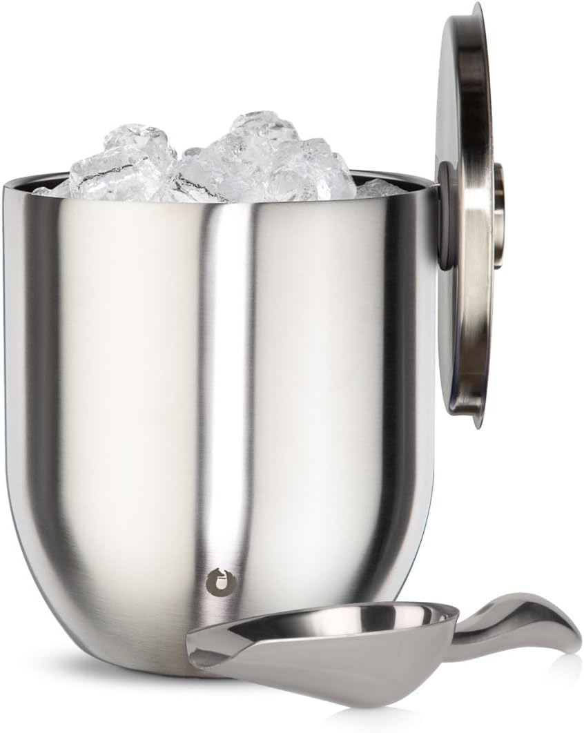 SNOWFOX Plus, Premium Vacuum Insulated Stainless Steel Ice Bucket with Lid/Scoop, Home Bar