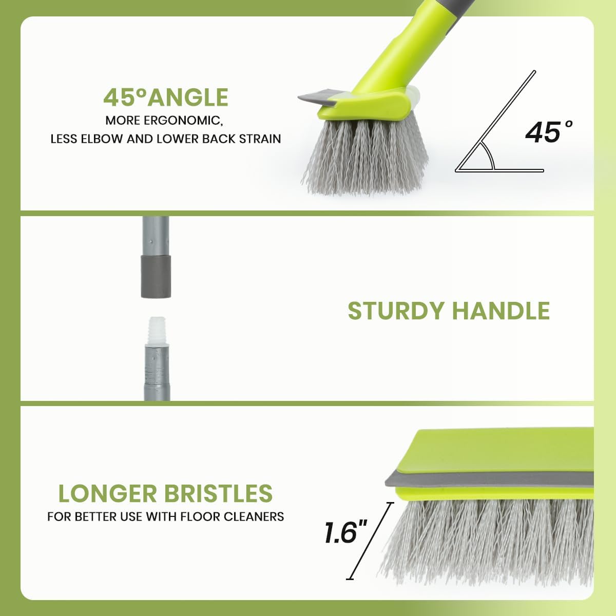 Floor Scrub Brush 2 in 1 Scrape and Stiff Bristle Deck Brush for Cleaning Concrete, Patio, Garage
