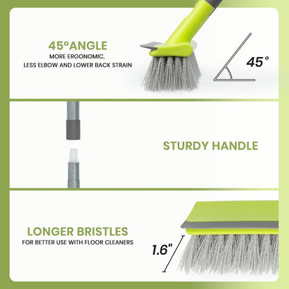 Floor Scrub Brush 2 in 1 Scrape and Stiff Bristle Deck Brush for Cleaning Concrete, Patio, Garage