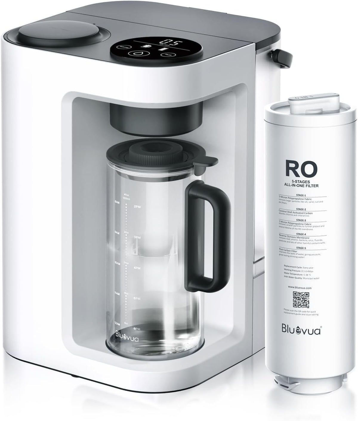 Bluevua RO100ROPOT-LITE Countertop Reverse Osmosis Water Filter System, 5 Stage Purification, 3:1
