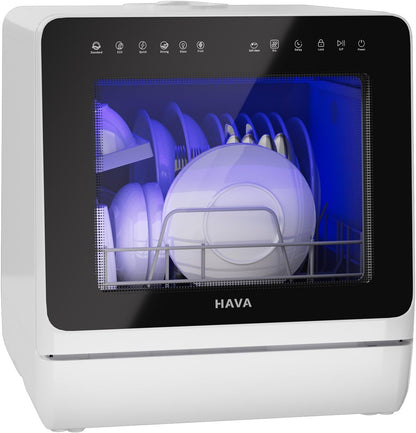 HAVA 2025 NEW Upgraded Countertop Dishwasher with Water Softener and Enhanced Energy Efficiency