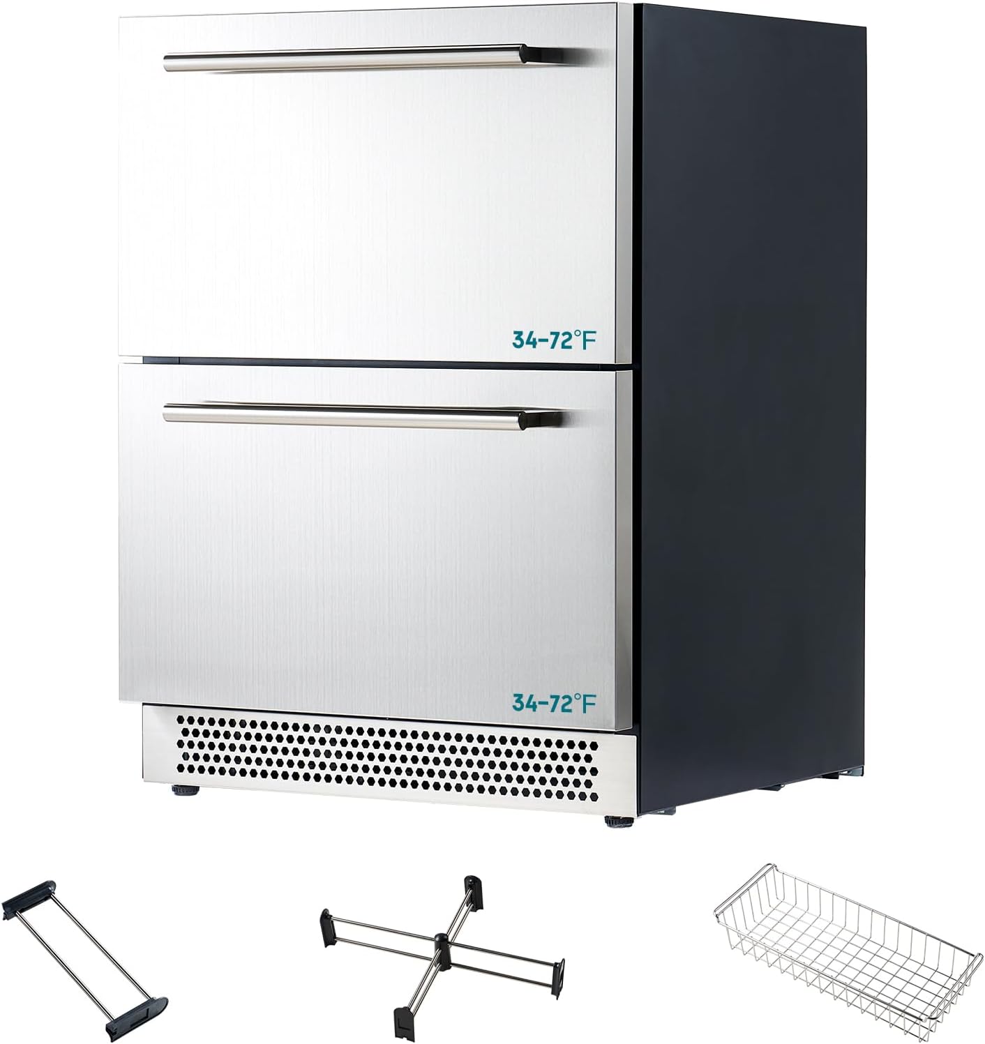 Albott 24 Inch Under Counter Drawer Fridge ??Stainless Steel Beverage Refrigerator with Dual
