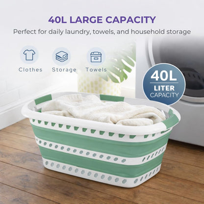 Laundry 360 Collapsible Laundry Basket | Portable | Space Saver Storage | Hold 2 Loads | Store