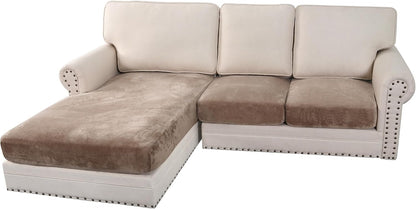 H.VERSAILTEX Velvet Stretch Sectional Couch Covers 3 Pieces Sofa Seat Cushion Covers L Shape