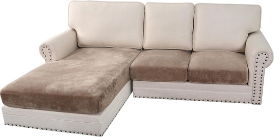 H.VERSAILTEX Velvet Stretch Sectional Couch Covers 3 Pieces Sofa Seat Cushion Covers L Shape