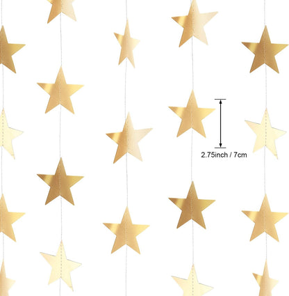 Patelai Glitter Star Garland Banner Decor 130 Feet Star Hanging Bunting Banner Twinkle Backdrop for