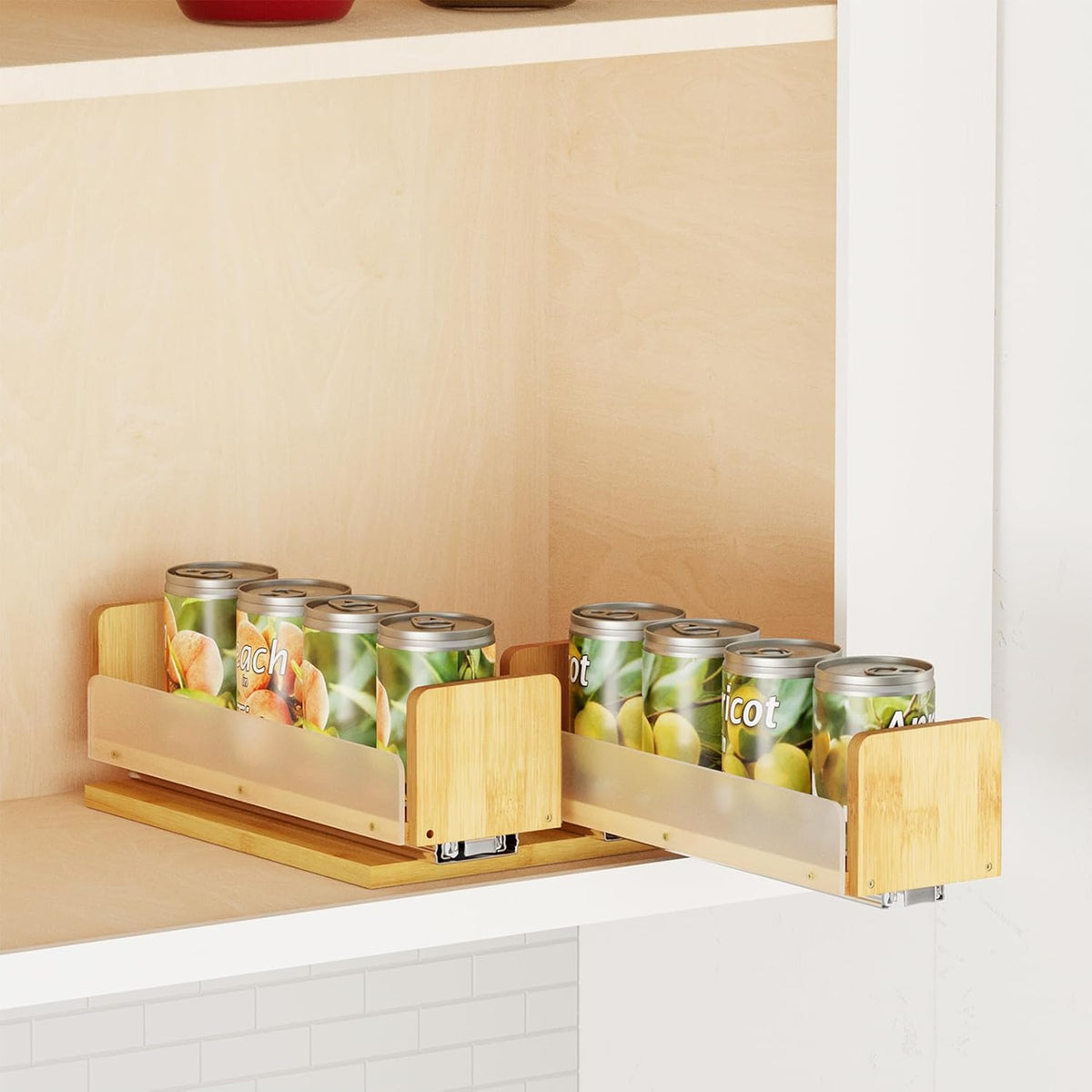 SpaceAid Bamboo Pull Out Spice Rack Organizer for Cabinet, Heavy Duty Slide Out Seasoning Kitchen