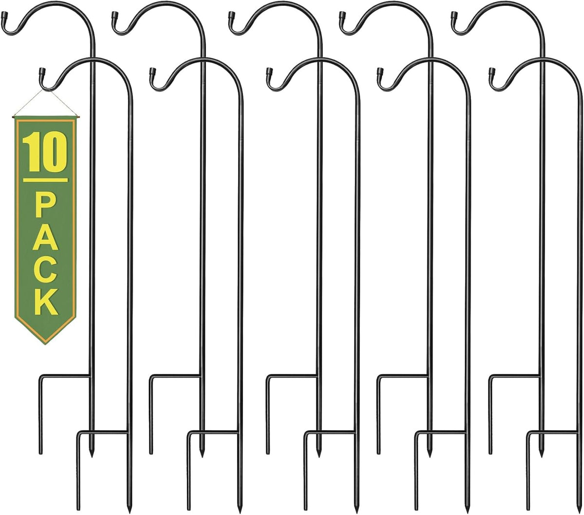 Sorbus Shepherds Hooks for Outdoor - Set of 10 Extendable Garden Planter Stakes for Bird Feeders