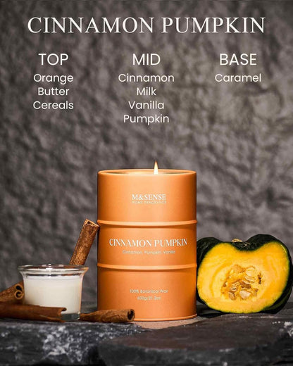 M&SENSE Cinnamon Pumpkin Scented Candles Large, Natural Soy Candles 21.2oz 120 Hour Slow