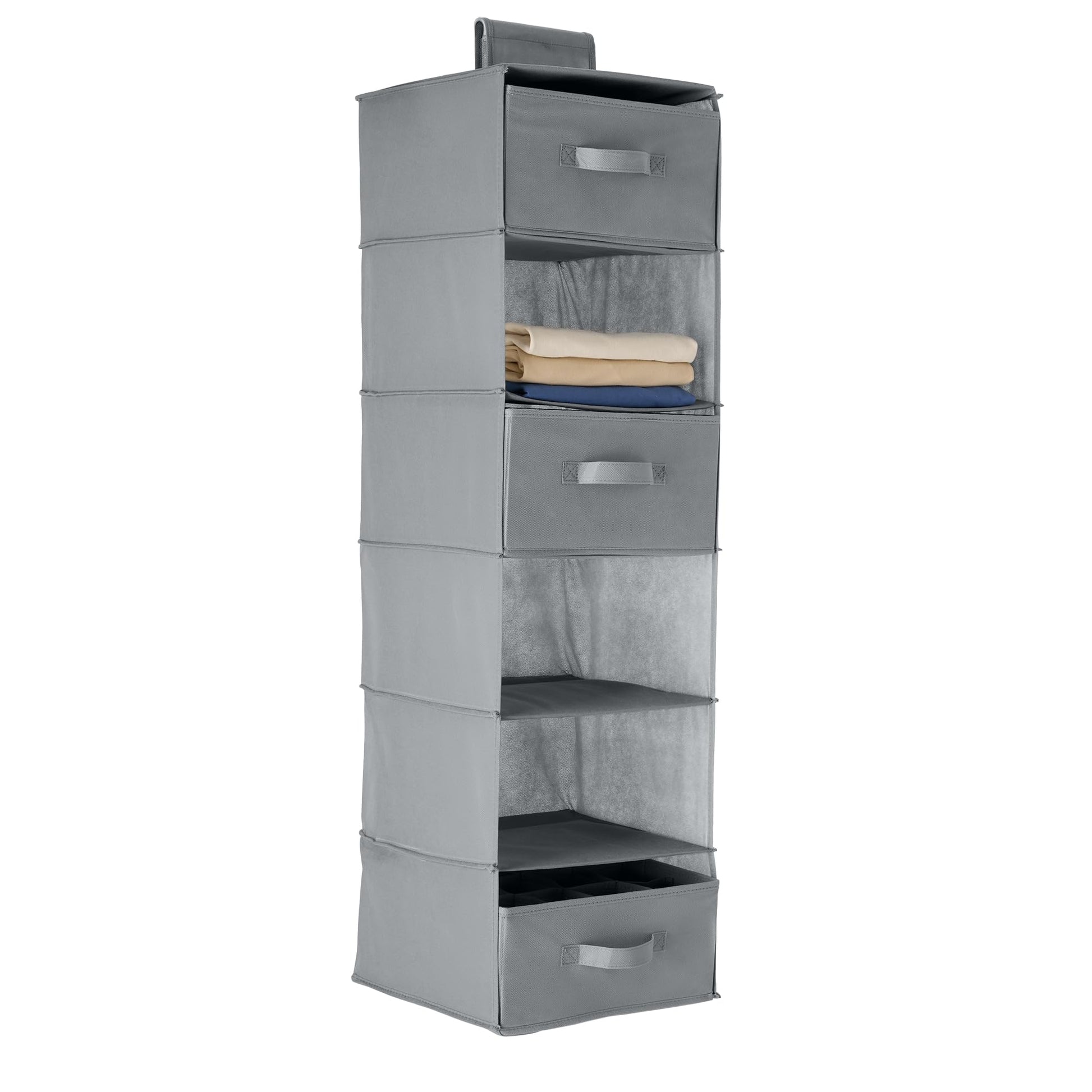 Amazon Basics 6-Tier Hanging Closet Organizer with Removable Drawers for Sweaters, 6.9"D x 13.6"W x